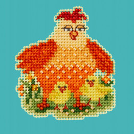 Mama Hen cross stitch/beading kit