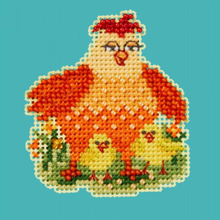 Mama Hen cross stitch/beading kit