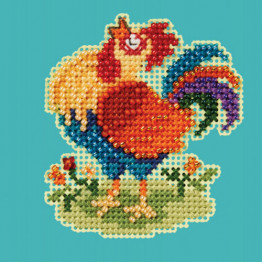 Papa Rooster cross stitch/beading kit