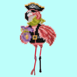 Pirate Flamingo cross stitch/beading kit