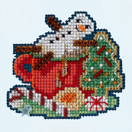 Marshmallow Snowman cross stitch/beading kit