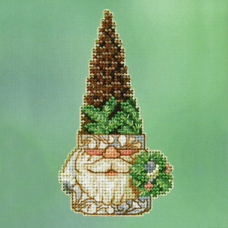 Pinecone Gnome cross stitch/beading kit