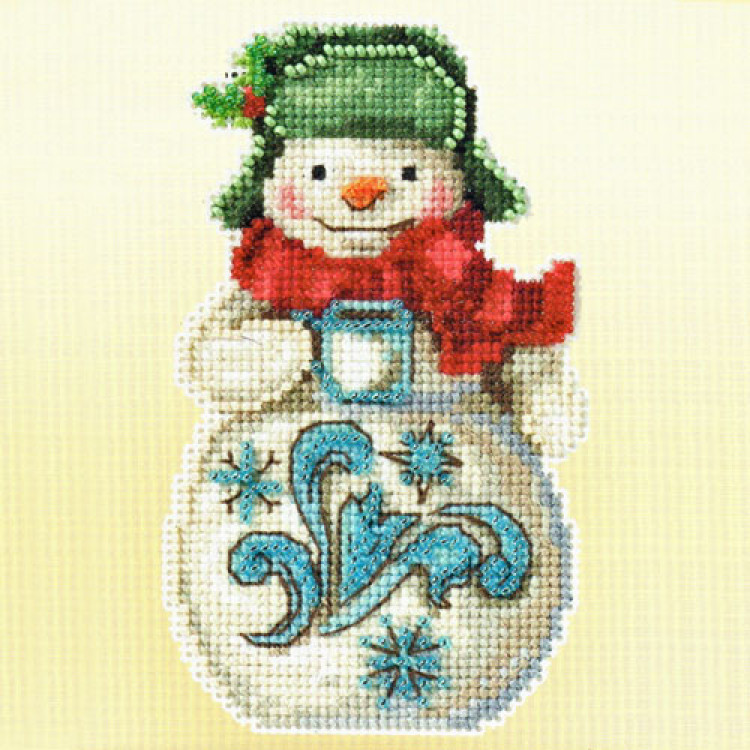 Snowman with Cocoa cross stitch/beading kit
