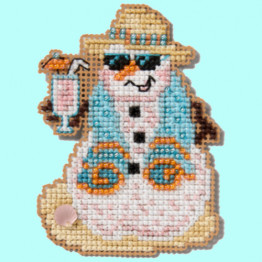 Snowman Vacation cross stitch/beading kit