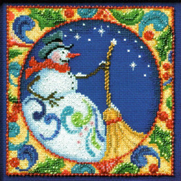 Snowman Jim Shore cross stitch/beading kit