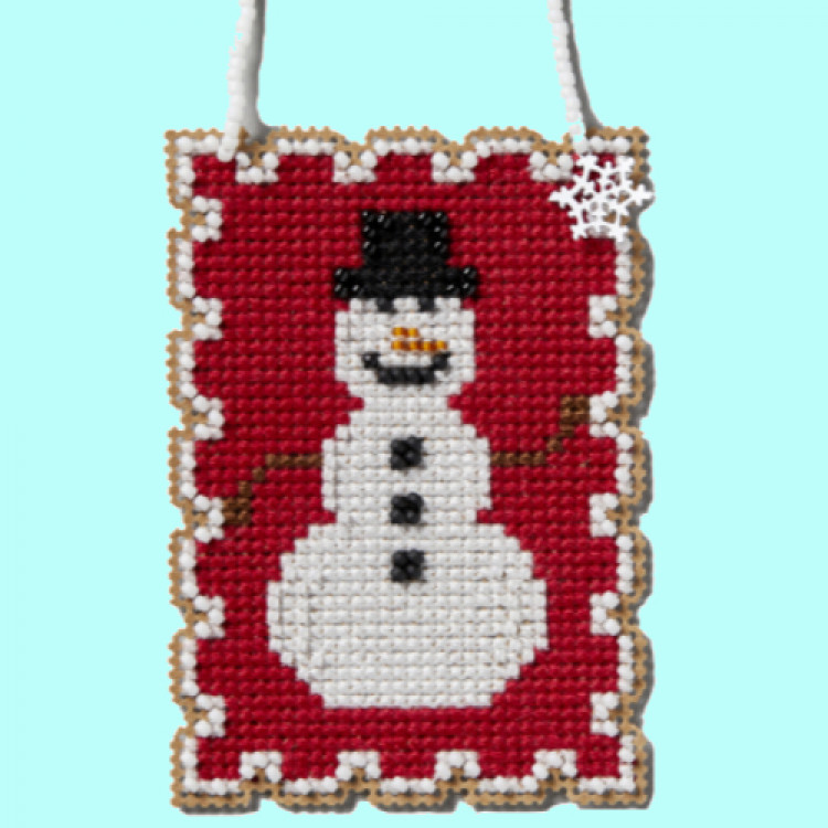 Snowman cross stitch/beading kit