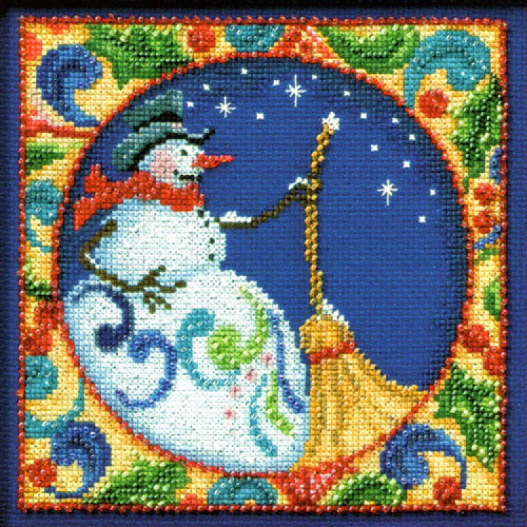 Snowman Jim Shore cross stitch/beading kit