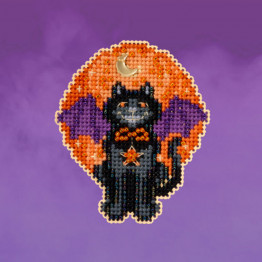 Bat Cat cross stitch/beading kit