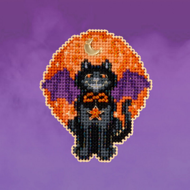Bat Cat cross stitch/beading kit