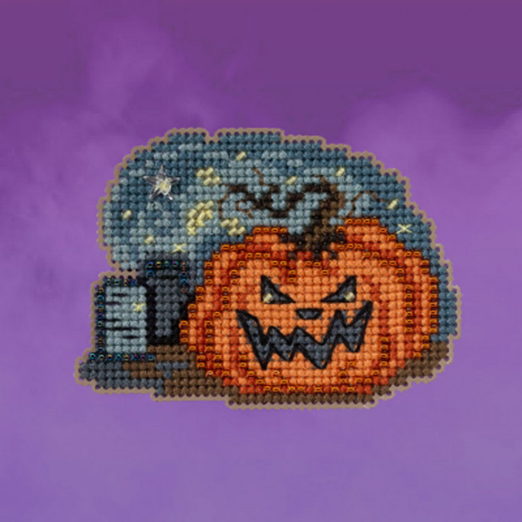 Graveyard Pumpkin cross stitch/beading kit Graveyard Pumpkin cross stitch/beading kit