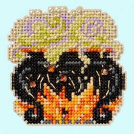 Witch's Cauldron cross stitch/beading kit