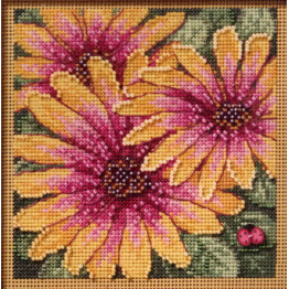 African Daisies cross stitch/beading kit