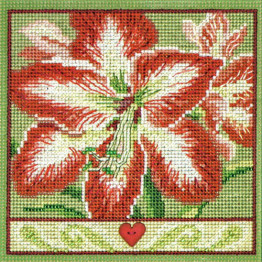 Amaryllis cross stitch/beading kit