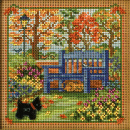 Autumn Bench cross stitch/beading kit