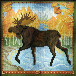 Autumn Moose cross stitch/beading kit