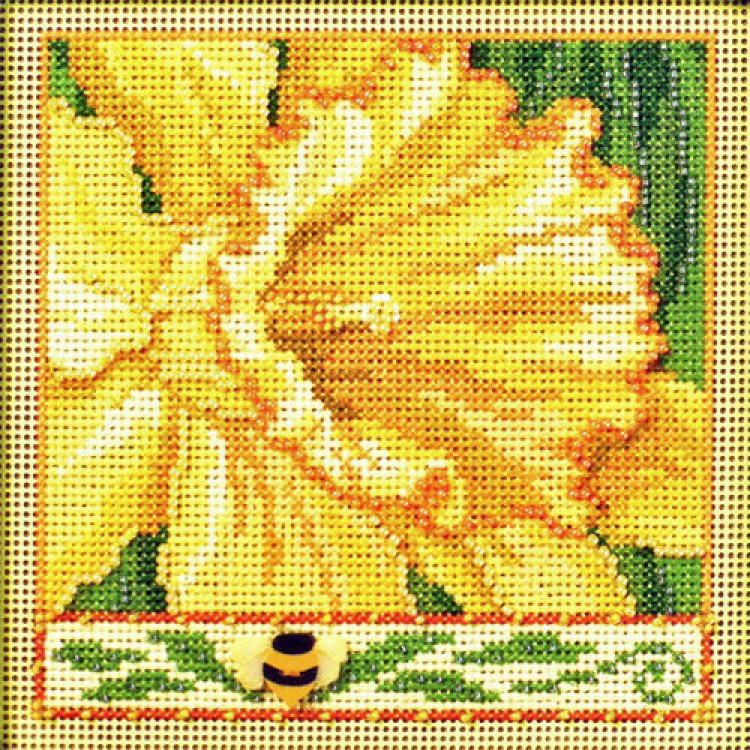 Daffodil cross stitch/beading kit
