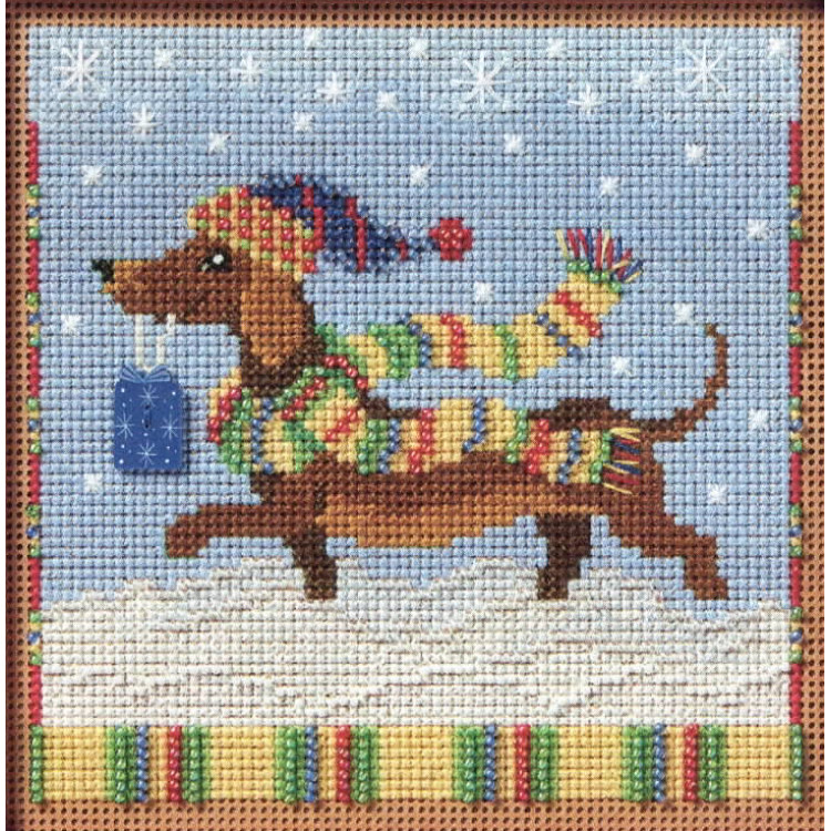 Dashing Dachshund cross stitch/beading kit
