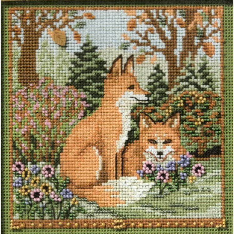 Fall Foxes cross stitch/beading kit Fall Foxes cross stitch/beading kit