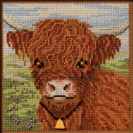 Highland Cow cross stitch/beading kit