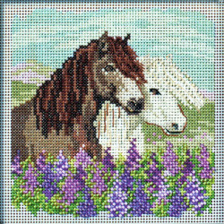 Icelandic Horses cross stitch/beading kit