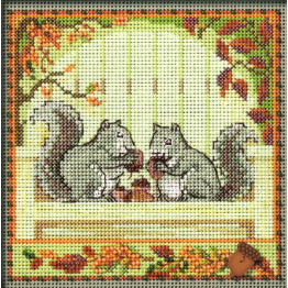 Nutty Squirrels cross stitch/beading kit