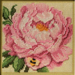 Peony cross stitch/beading kit