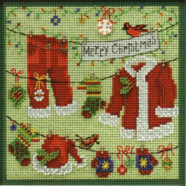 Santa's Clothesline cross stitch/beading kit