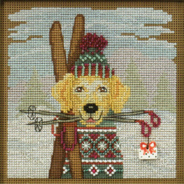 Ski Dog cross stitch/beading kit