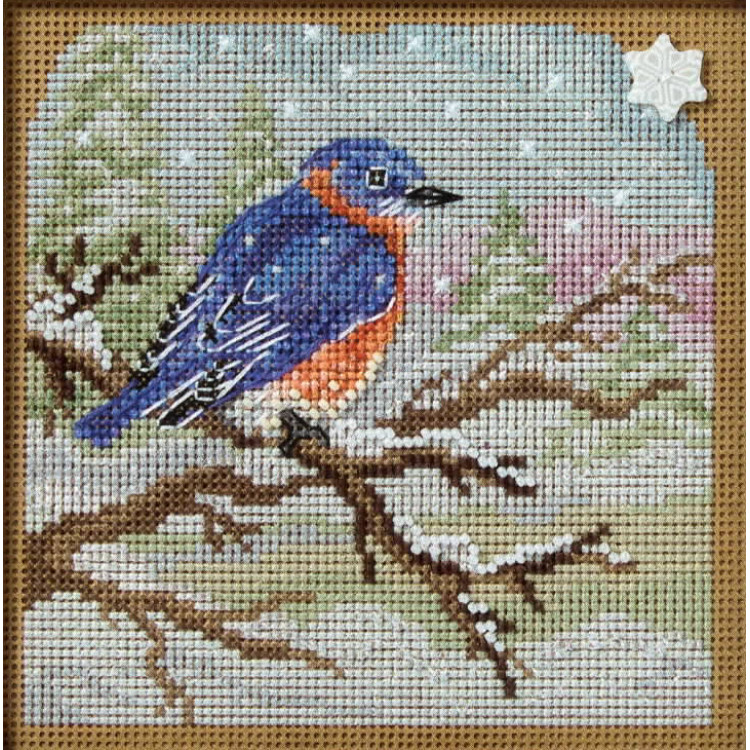 Snowy Bluebird cross stitch/beading kit Snowy Bluebird cross stitch/beading kit