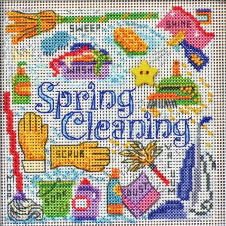 Spring Cleaning cross stitch/beading kit