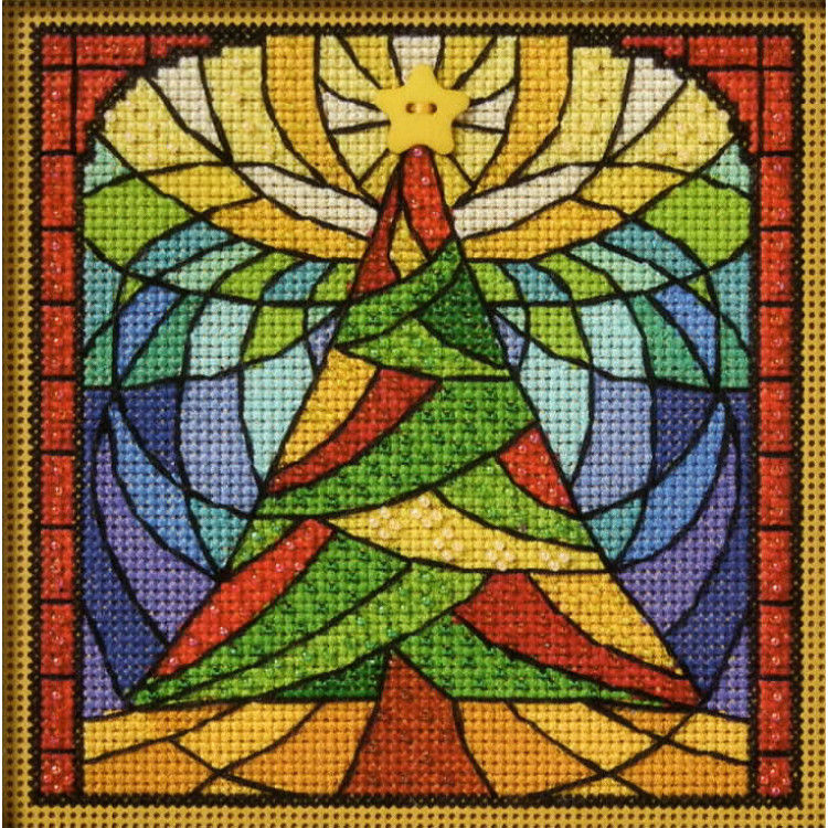 Stained Glass Tree cross stitch/beading kit