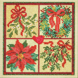 Winter Greens cross stitch/beading kit