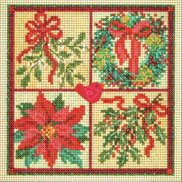 Winter Greens cross stitch/beading kit