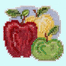 Apple Trio cross stitch/beading kit