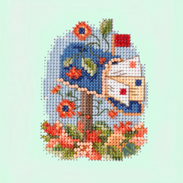 Fall Mailbox cross stitch/beading kit