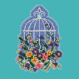 Floral Birdcage cross stitch/beading kit