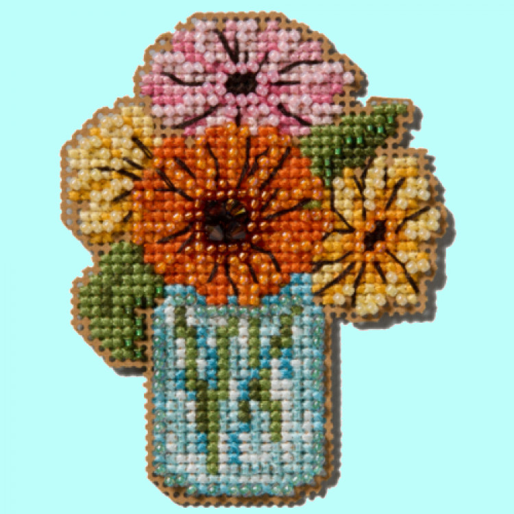 Mason Jar cross stitch/beading kit