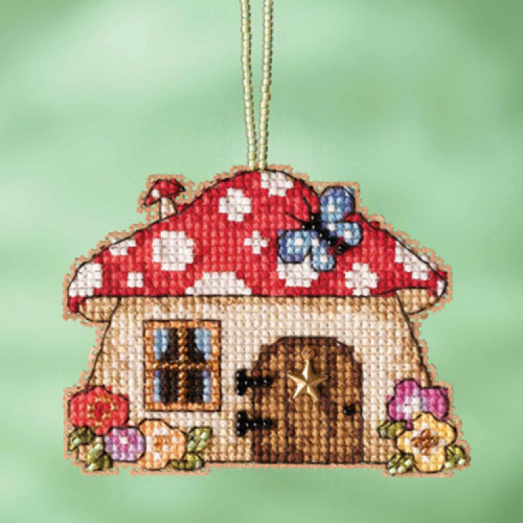 Mushroom House cross stitch/beading kit