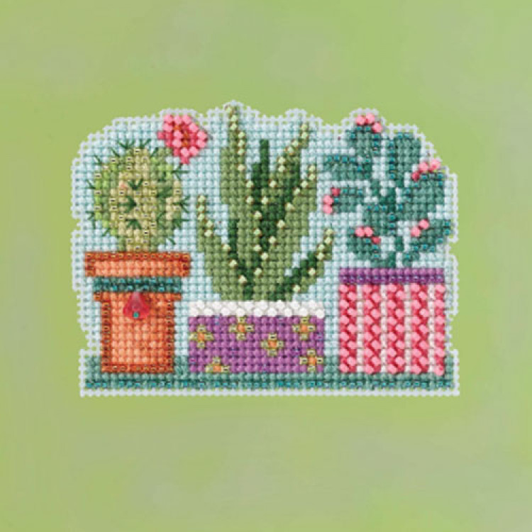 Succulents cross stitch/beading kit