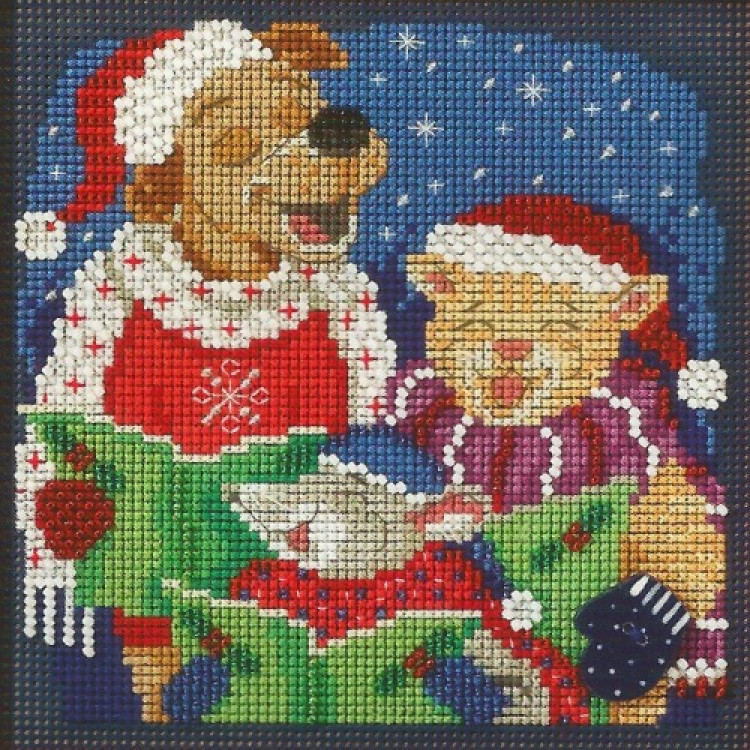 Caroling Trio cross stitch/beading kit