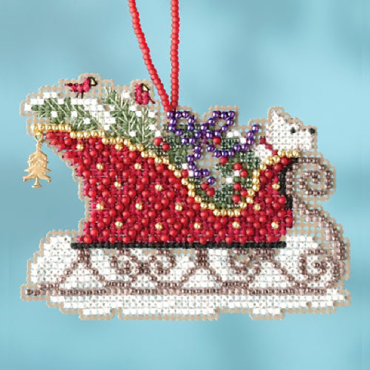 Evergreen Sleigh cross stitch/beading kit