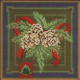 Festive Pine cross stitch/beading kit