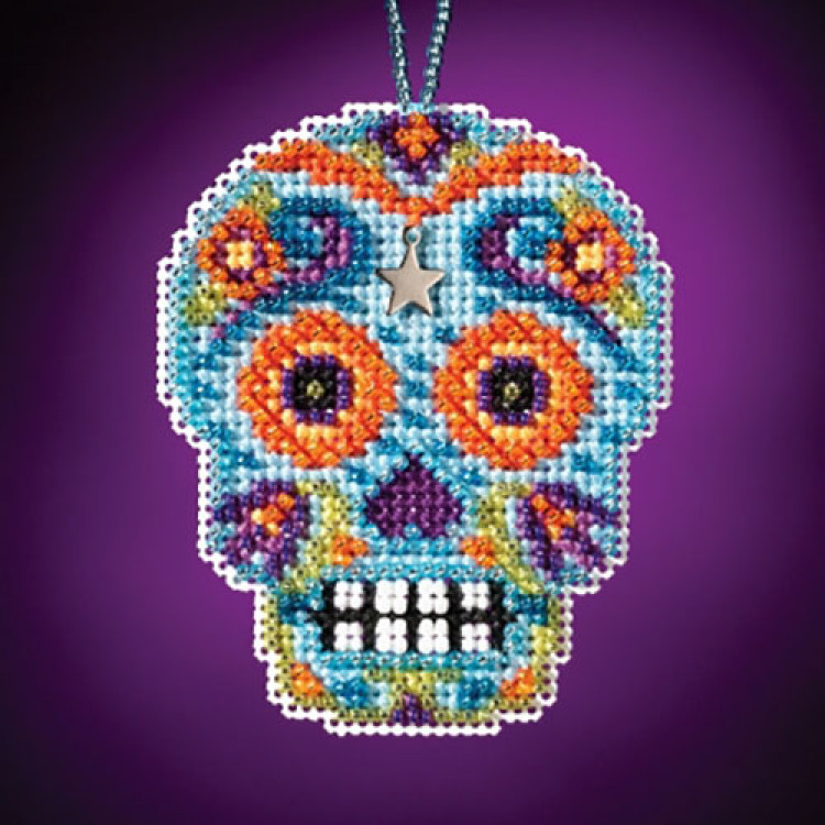 Azul (sugar skull) cross stitch/beading kit