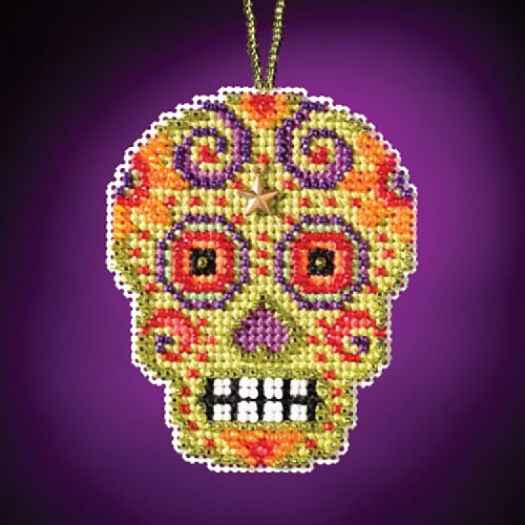 Verde (sugar skull) cross stitch/beading kit