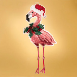 Holiday Flamingo cross stitch/beading kit