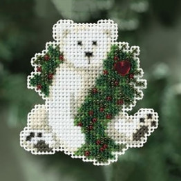 Holiday Polar Bear cross stitch/beading kit