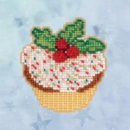 Holly Cupcake cross stitch/beading kit
