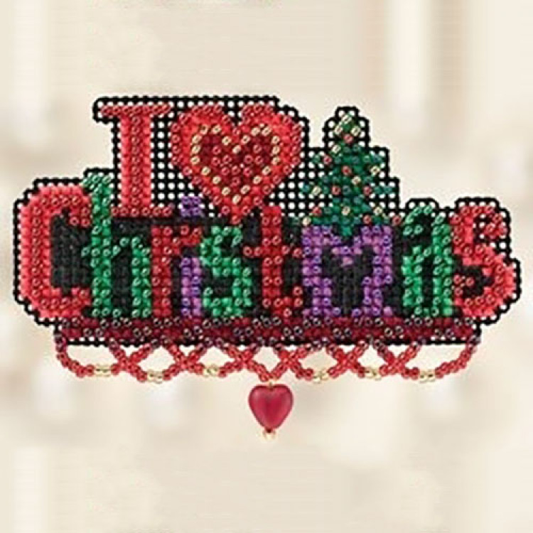 I Love Christmas cross stitch/beading kit