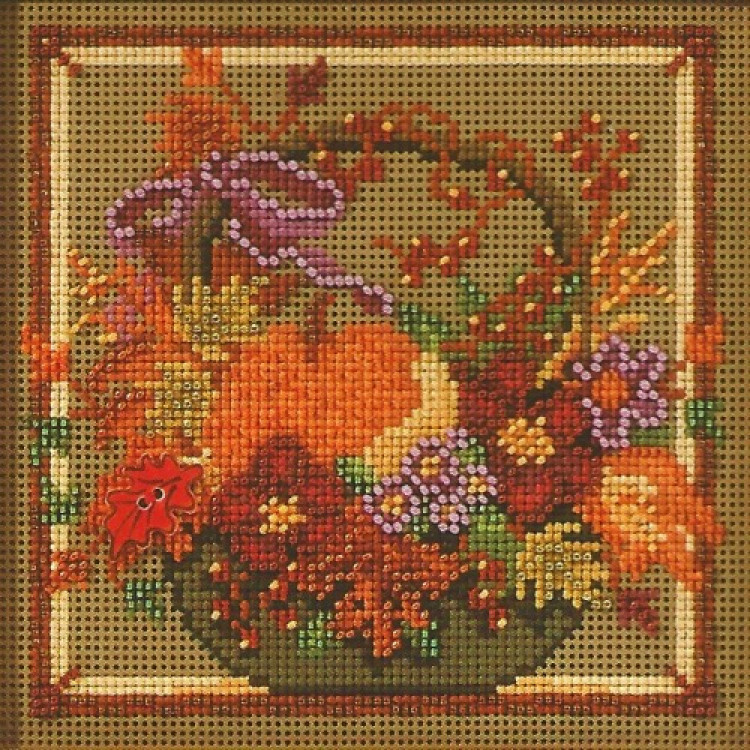 Autumn Basket cross stitch/beading kit
