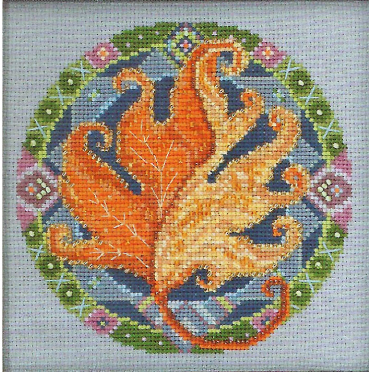 Fall Mandala cross stitch/beading kit